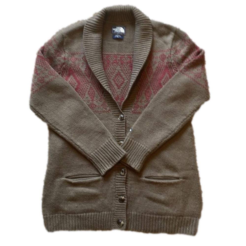 The North Face Jacquardigan Woman's Medium Heavy Knit Button Down Sweater